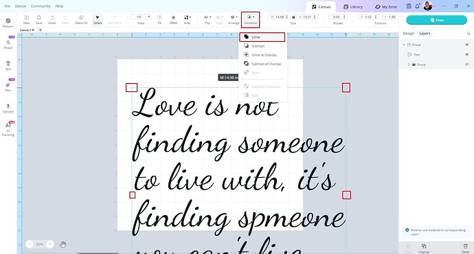How to unite letters