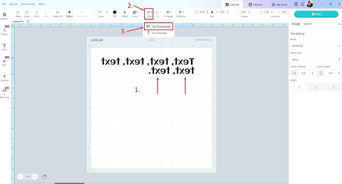 text reversed