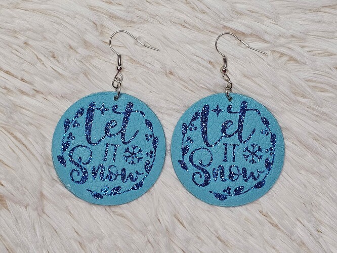 Let It Snow Blue Faux Leather Earrings
