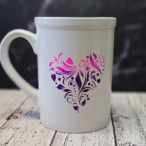 Hot Color Changing Mug Heart Purple -Pink