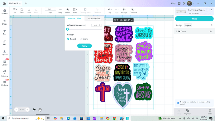 Using Offset Function For Print Then Cut
